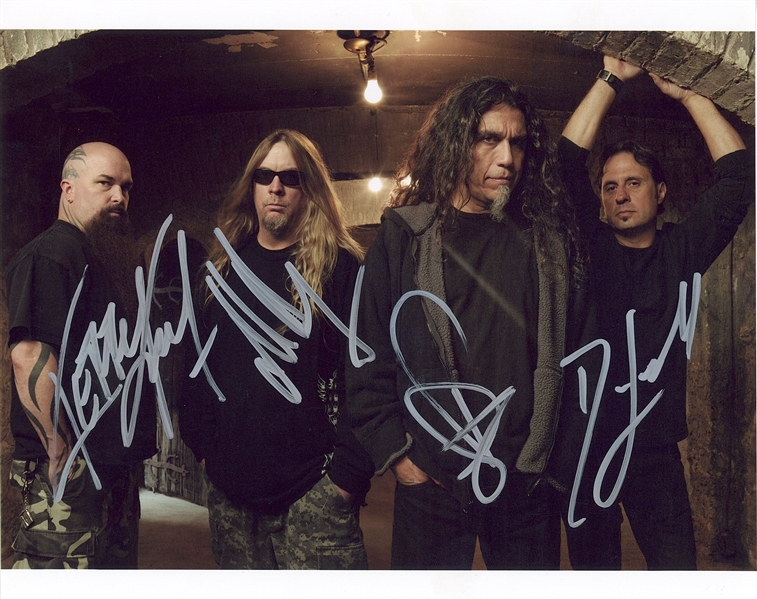 Slayer Group Signed 10” x 8” Photo (4 Sigs) (Beckett/BAS Guaranteed)