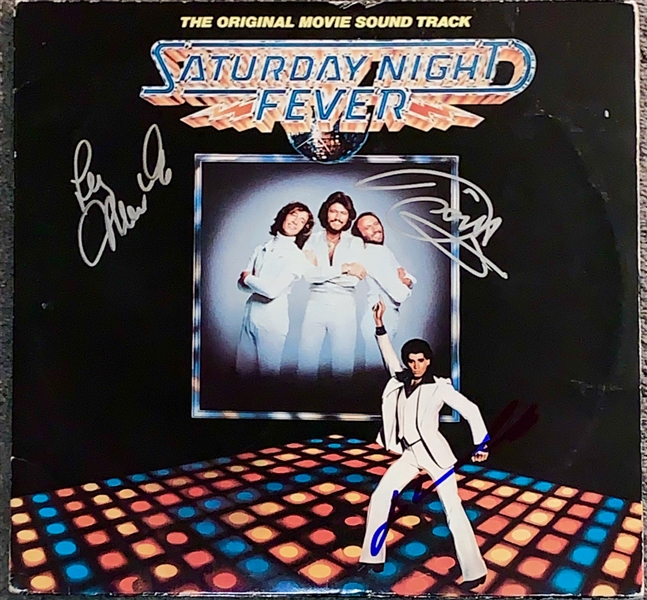 Bee Gees Group Signed “Saturday Night Fever” X3 W/ Barry Gibb, Maurice & Travolta (Beckett/BAS Guaranteed) 
