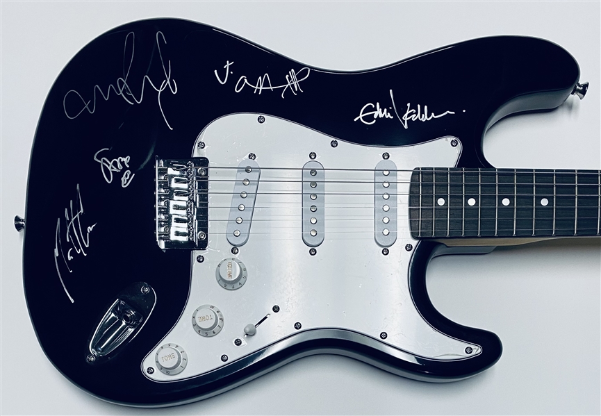 Pearl Jam Group Signed Black Fender Squier Stratocaster Guitar (5 Sigs) (Beckett/BAS Guaranteed) 
