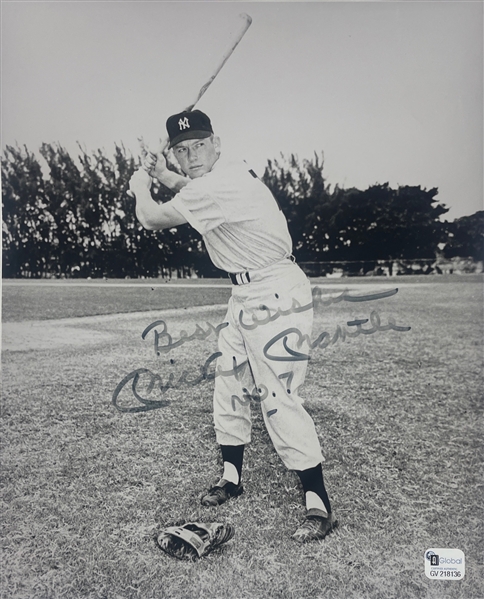 Mickey Mantle Signed 8" x 10" B&W Photo with "Best Wishes No. 7" Inscription (Global Authentics COA / Beckett Guaranteed)