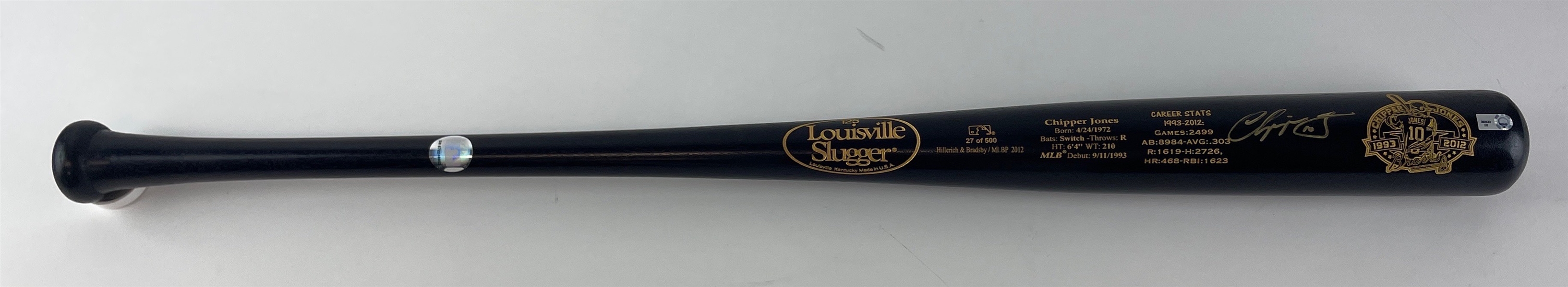 Chipper Jones Signed Limited Edition Louisville Career Stats Bat (MLB Holo)