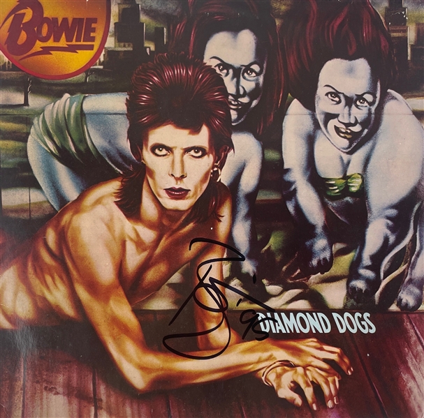 David Bowie Signed "Diamond Dogs" Vinyl Cover (Andrew Peters LOA)