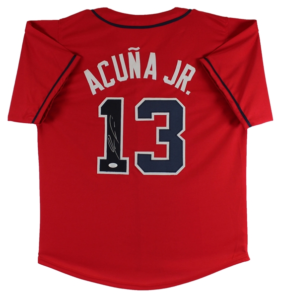 Ronald Acuna Jr. Signed Braves Style Red Jersey (Beckett/BAS Witnessed)
