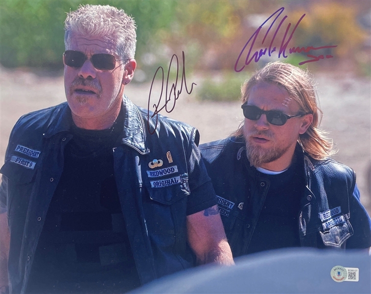 Sons of Anarchy: Ron Perlman & Charlie Hunnam Signed 11" x 14" Photo (BAS COA)(Steve Grad Autograph Collection)