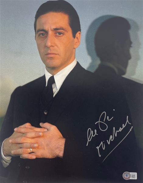 Al Pacino Signed 11" x 14" Photo with RARE "Michael" Inscription (BAS COA)(Steve Grad Autograph Collection)