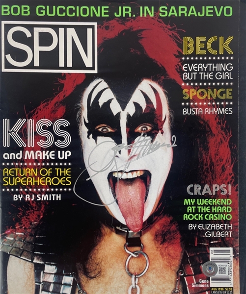 KISS: Gene Simmons Signed 1996 Spin Magazine (Beckett/ BAS COA)