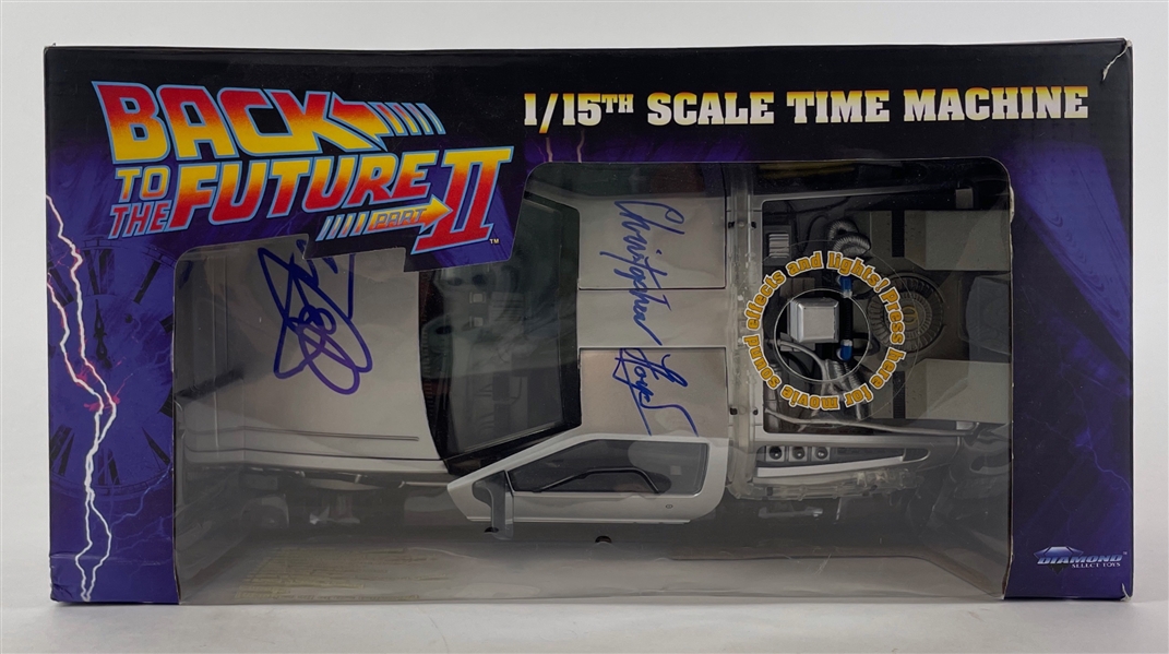 Back to the Future: Michael J. Fox & Christopher Lloyd Signed 1:15 Scale Delorean Time Machine Model Car (Beckett/BAS Guaranteed)