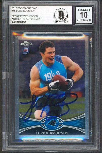 Luke Kuechly Signed 2012 Topps Chrome Signed Rookie Card with GEM MINT 10 Autograph (Beckett/BAS Encapsulated)