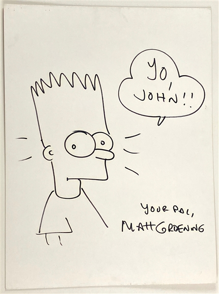 The Simpsons: Matt Groening “Bart” Oversized Signed Sketch (John Brennan Collection) (JSA LOA) 