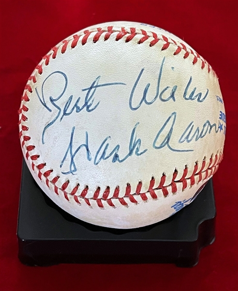 Hank Aaron Signed NL Baseball (B. Brown) with "Best Wishes" Inscription (PSA/DNA)