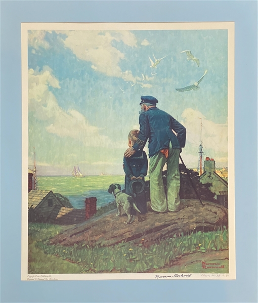Norman Rockwell Signed “Outward Bound” Lithograph 24.25” x 29.25” (Beckett/BAS Guaranteed) 