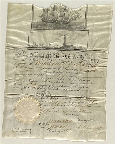 Andrew Jackson and Martin Van Buren Signed Safe Passage Document (JSA LOA) 