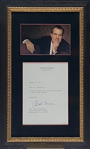 Richard Nixon Signed Mock Presidential Resignation Letter to Henry Kissinger Framed (JSA LOA) 