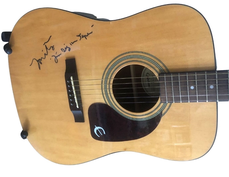 Tom Waits Epiphone Acoustic Guitar w/ “I’m Big in Japan” Addition (Beckett/BAS Guaranteed)