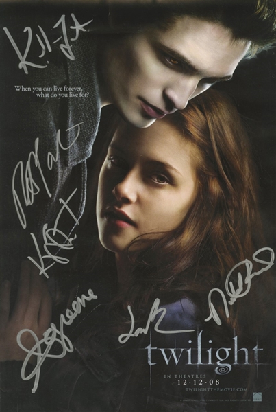 Twilight: Pattinson, Stewart, Lautner, Ect. Main Cast-Signed 12” x 20” Poster (6) Sigs (ACOA Authentication) 