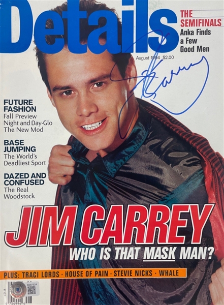 Jim Carrey Signed 1994 Details Magazine (BAS COA)(Steve Grad Autograph Collection)