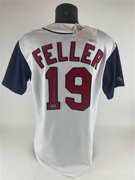 Bob Feller Signed Cleveland Indians Jersey w/ "3 NO Hitters" Inscription (Beckett/BAS Guaranteed)
