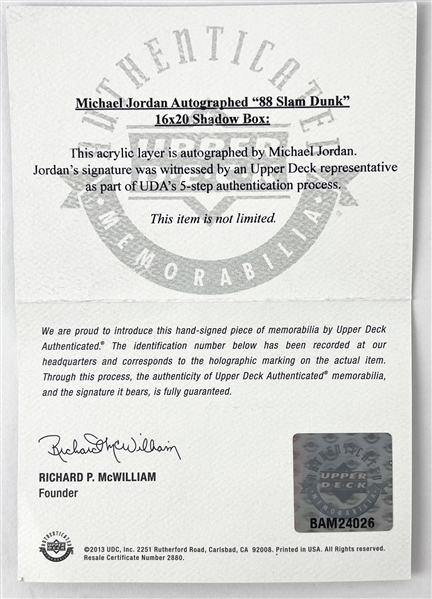 Michael Jordan Signed '88 Slam Dunk Shadow Box Collection Display (UDA COA)
