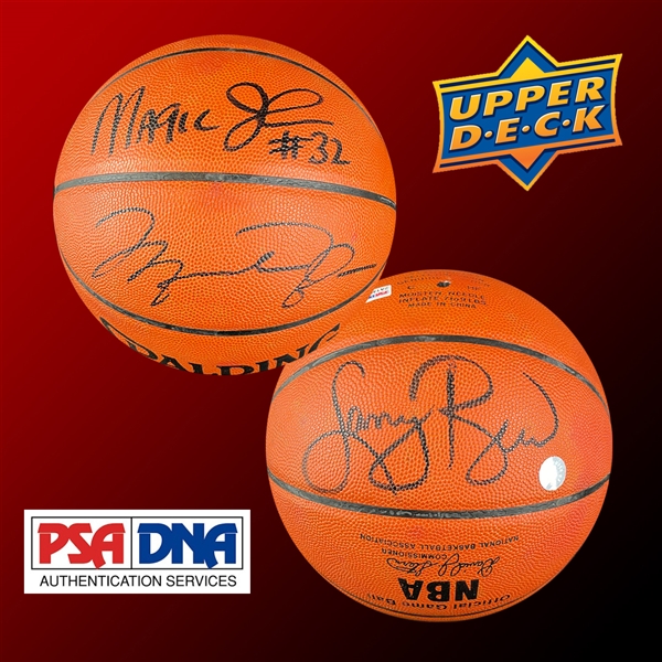 Michael Jordan, Magic Johnson & Larry Bird Signed NBA Leather Game Model Basketball (UDA, PSA/DNA & Bird Hologram)
