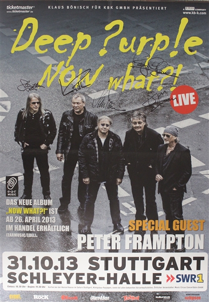 Deep Purple: Group Signed 24" x 36” German Tour Poster (5 Sigs)(Beckett/BAS Guaranteed)