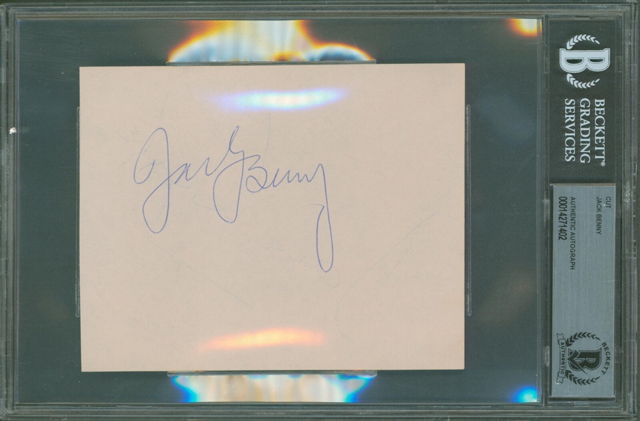 Jack Benny Signed 4.5 x 5.5 Album Page (Beckett/BAS Encapsulated)