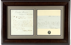 Presidents Andrew Johnson & Millard Fillmore: Signed Letters in Custom Framed Display (Beckett/BAS Guaranteed)