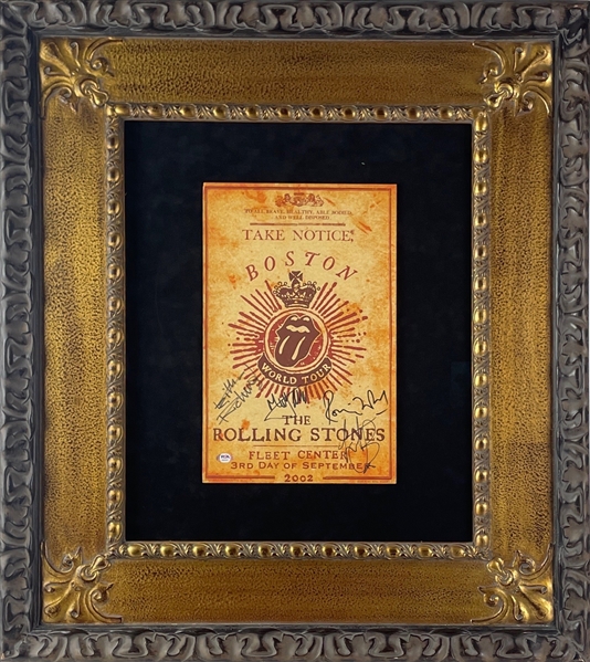 The Rolling Stones: Very Rare Group Signed Poster, Beautifully Matted & Custom Framed. Signed by Jagger, Richards, Wood & Watts (4/Sigs)  (PSA/DNA / Epperson / ACOA)