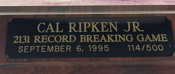 Cal Ripken Jr Signed Record Breaking Game #2131 Photograph, #114/#500 (Cal Ripken Hologram and Beckett/BAS Guaranteed)