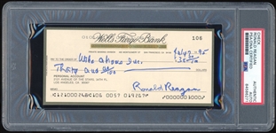 Ronald Reagan Scarce Signed Bank Check (Post Alzheimers Announcement) - One of His Last Checks (PSA/DNA Encapsulated)