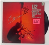 U2: Group Signed "Under A Blood Red Sky" Record Album Cover (Epperson/REAL)