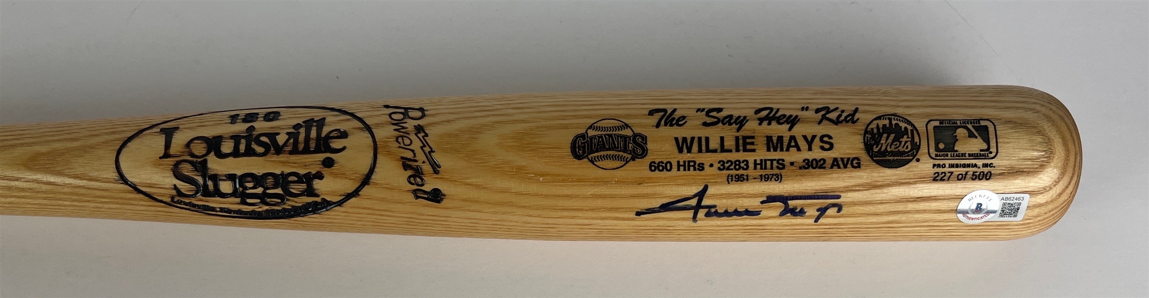 Willie Mays Signed Ltd. Ed. Louisville Stat Bat (Beckett/BAS)
