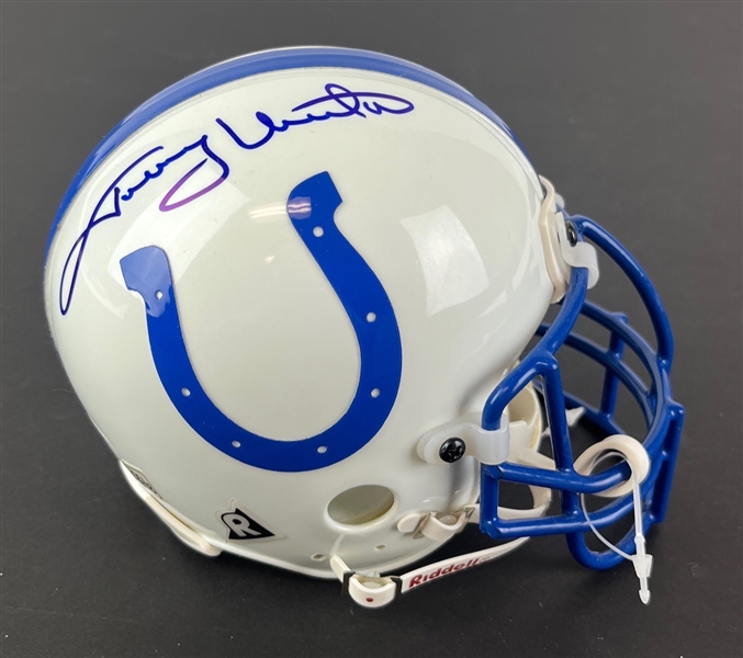 Johnny Unitas Signed Colts Mini Helmet (PSA/DNA Sticker Only) 
