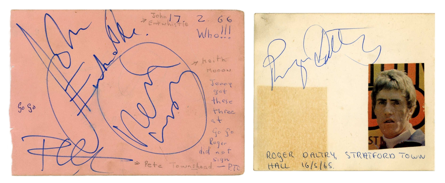 The Who 1965/1966 Group Signed Pair of Autograph Album Pages (4 Sigs) (UK) (Tracks COA)