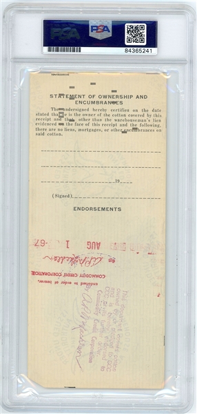 Jimmy Carter Signed Receipt (PSA Encapsulated & Graded NM-MT 8)  