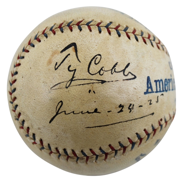 Ty Cobb Exceptional Single Signed OAL Baseball from Playing Days - One of the Finest in Existence! (JSA LOA)