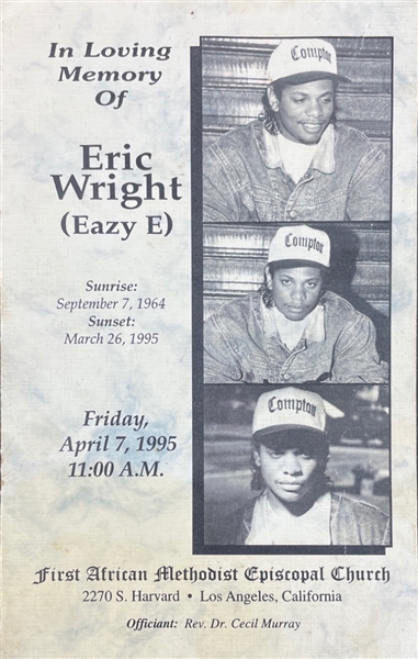 Original Eazy-E 1995 Funeral Program