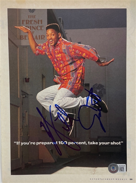 Will Smith Signed 8.5" x 11" Magazine Photo (Beckett BAS COA)(Steve Grad Autograph Collection)