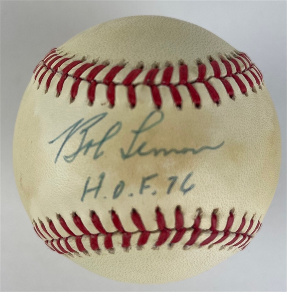 HOF Great Bob Lemon Signed & Inscribed OAL Baseball (JSA)