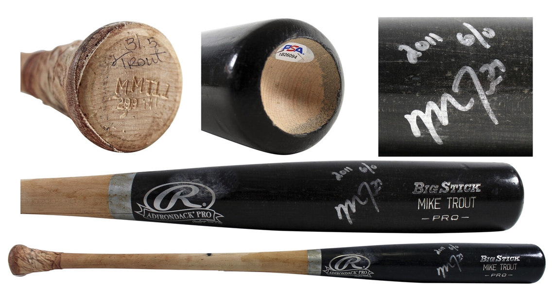 Mike Trout 2011 Rookie Year Game Used & Signed Personal Model Bat (PSA/DNA GU 8.5 & Beckett/BAS LOA)