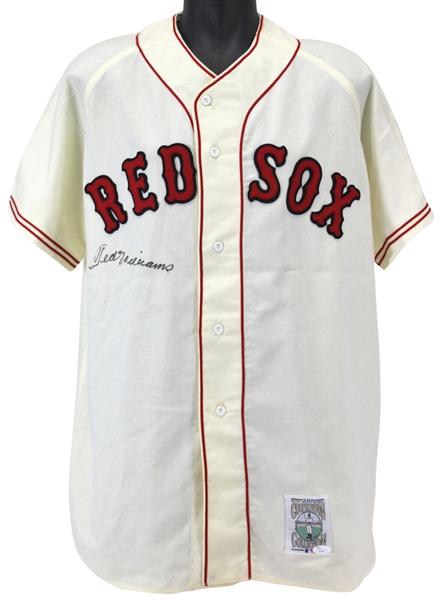 Ted Williams Signed Mitchell & Ness 1939 Red Sox Style Flannel Jersey (JSA LOA)