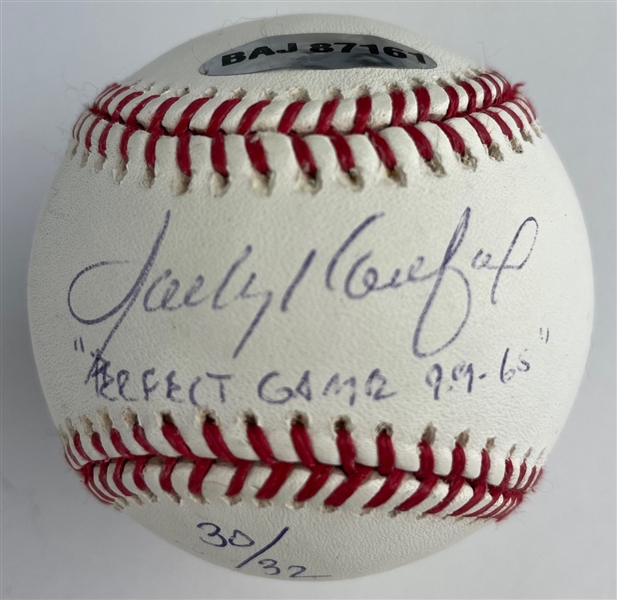 LA Dodgers HOF: Sandy Koufax "Perfect Game" Signed & Numbered Baseball (UD & MLB)