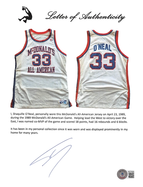Shaquille O'Neal PHOTO MATCHED Game Worn Jersey from 1989 McDonald's All-American Game - The Earliest Shaq Jersey to Ever Appear on The Market! (Sports Investors/SIA)(Shaq LOA)