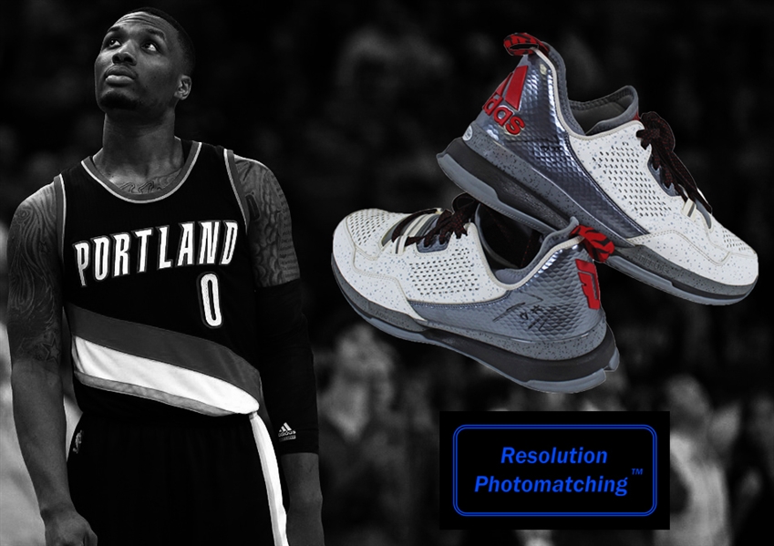 2015-16 Damian Lillard Game Worn & Signed "Lillard 1 Rip City" Signature Model Shoes (First Edition) :: Photomatched to FIVE Games! (Resolution Photomatching LOA)