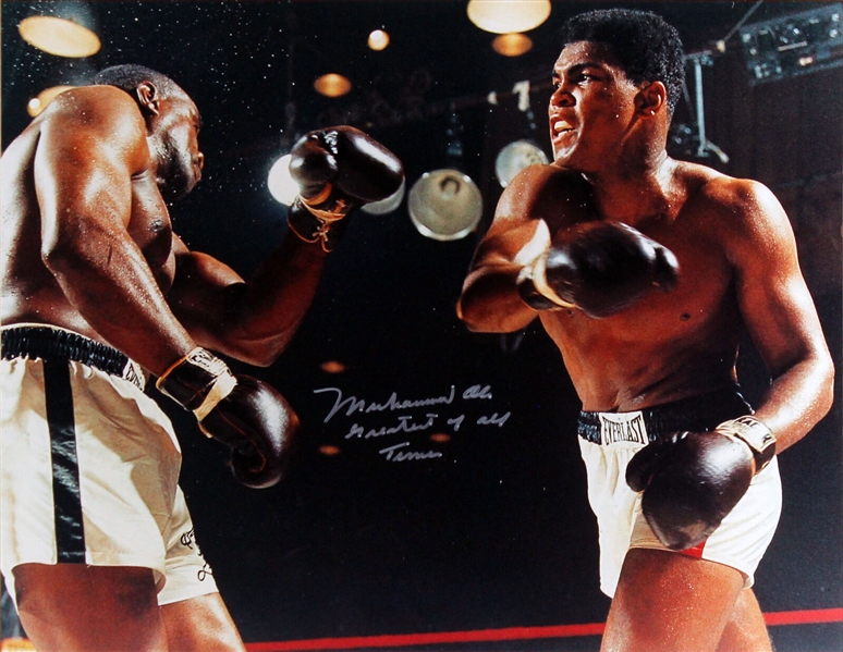 Muhammad Ali Superb Signed 16 x 20 Color Photo with Greatest of All Time Inscription in Framed Display (PSA/DNA LOA)