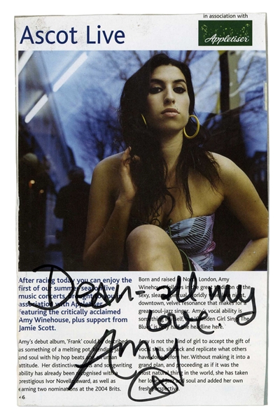 Amy Winehouse 2004 Signed “Ascot Live” Magazine Page (UK) (Tracks COA) 