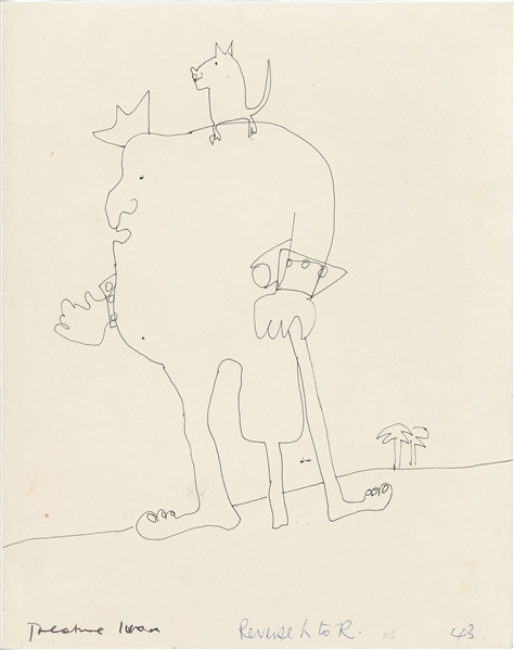 Beatles: John Lennon Hand-Done Drawing Entitled “Treasure Ivan” Featured in His Book “In His Own Write” (Frank Caiazzo LOA)