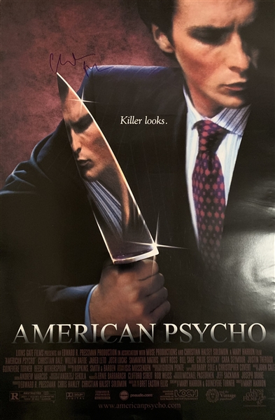 American Psycho: Christian Bale Full-Sized 27” x 40” Movie Poster (Beckett/BAS Authentication)  