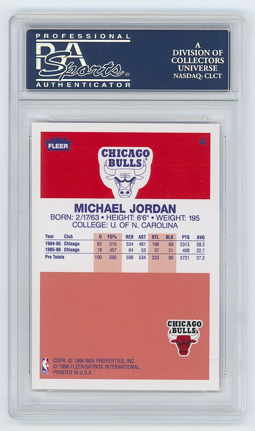 Lot Detail - 1996 Fleer Michael Jordan “Decade of Excellence” #4 Card ...