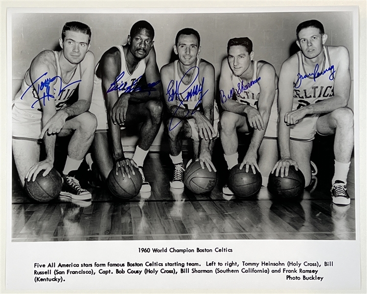 1960 Boston Celtics: Russell, Cousy, Ramsey, Sharman & Heinsohn Signed 20” x 16” Photo (Beckett/ BAS Guaranteed) 