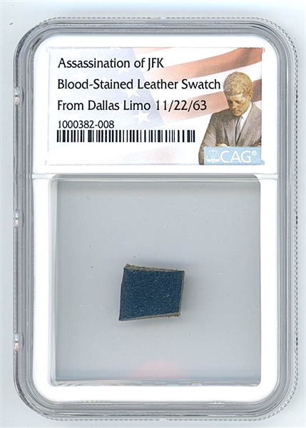 JFK Assassination Blood-Stained Leather Swatch From Dallas Limo (CAG Encapsulated) 